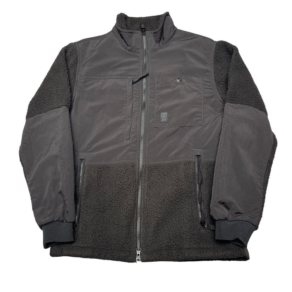 Topo Designs Subalpine Fleece Jacket Men's S Black Sherpa Full Zip Gorpcore